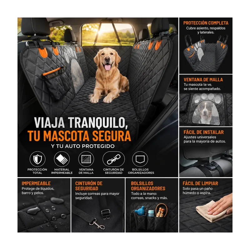 Funda Premium para Asiento de Auto para Mascotas